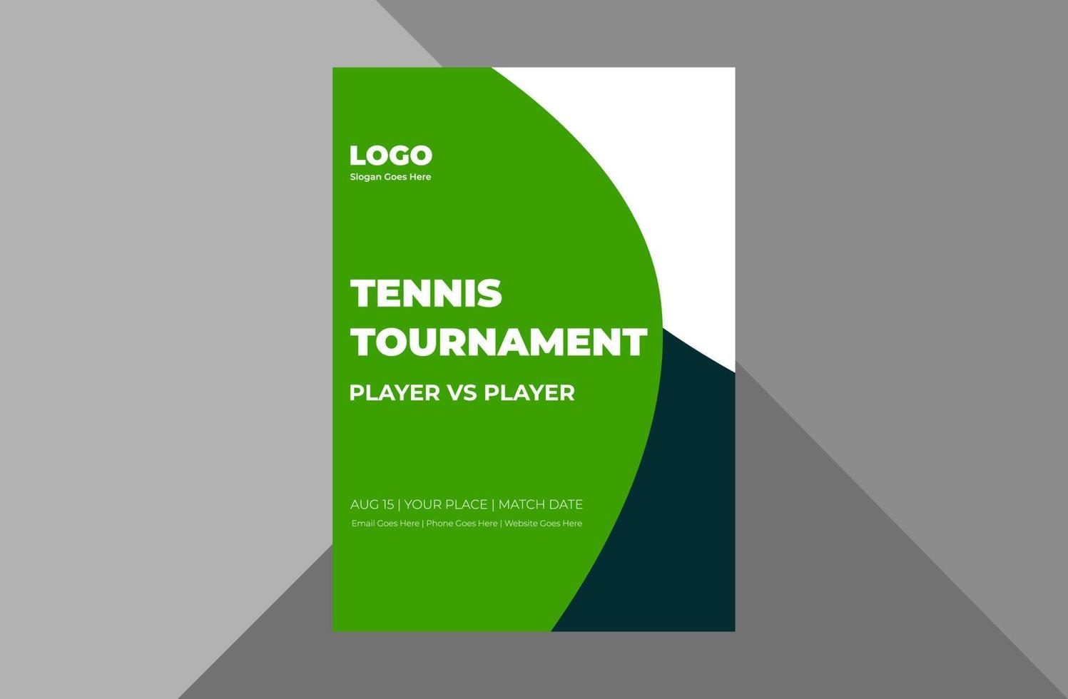 Plantilla de diseño de volante de torneo de tenis. Diseño de folleto de cartel de tiempo de juego de tenis. plantilla a4, diseño de folleto, portada, volante, póster, listo para imprimir vector