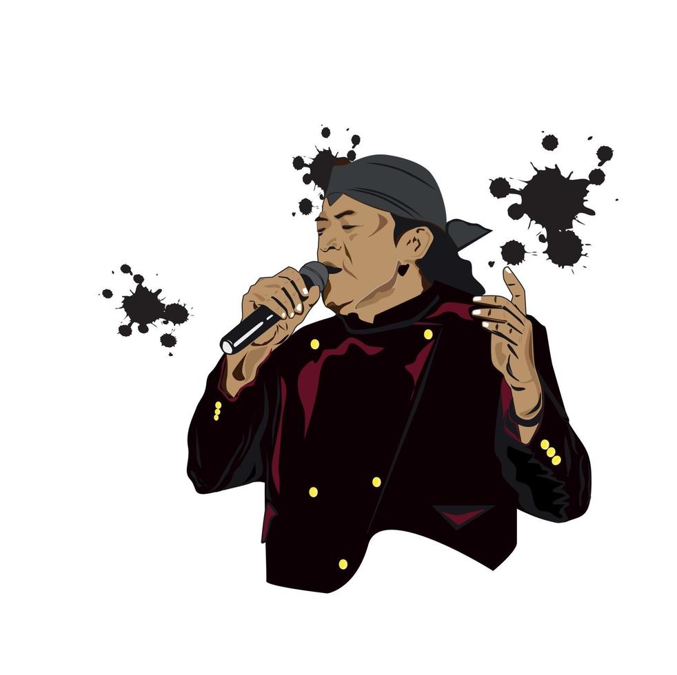 Ilustración vectorial de la cantante tradicional de Indonesia central de Java Didi Kempot vector