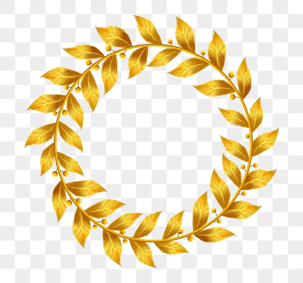 Vector Image Illustration of Gold leaf wreath, Bay Laurel gold, gold laurel, Gold frame