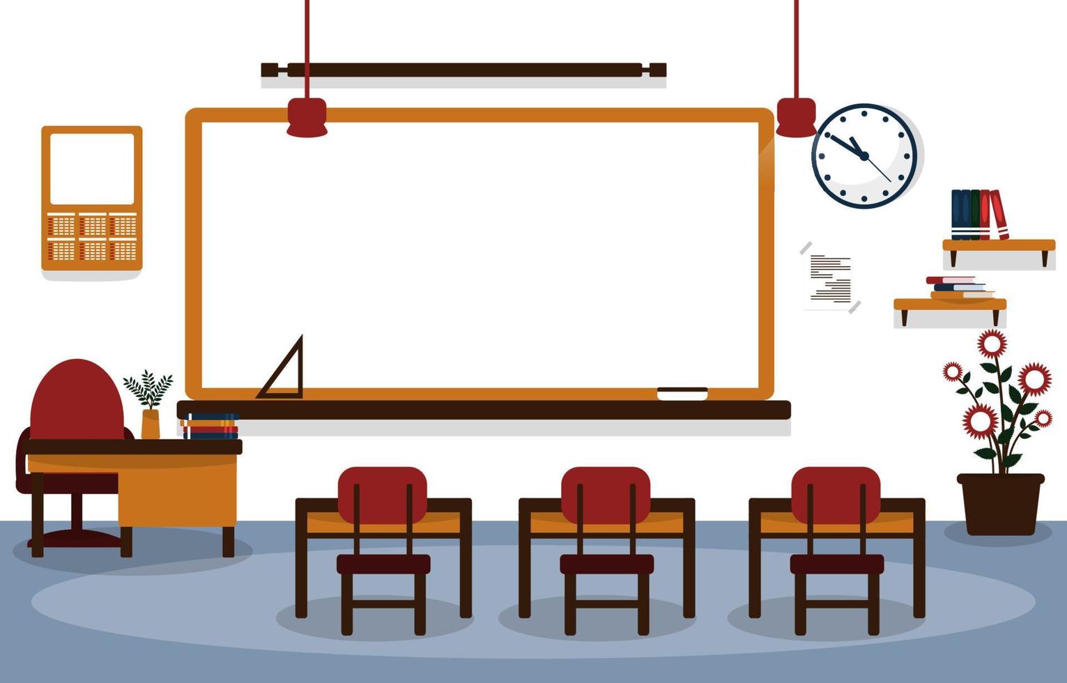 Class School Nobody Classroom Lesson Table Chair Education Illustration vector