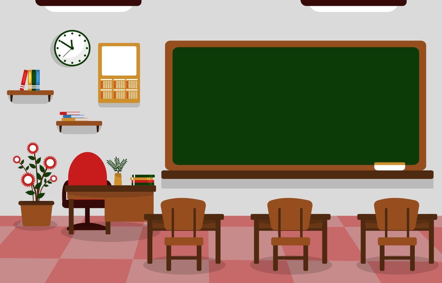 Class School Nobody Classroom Blackboard Table Chair Education Illustration vector
