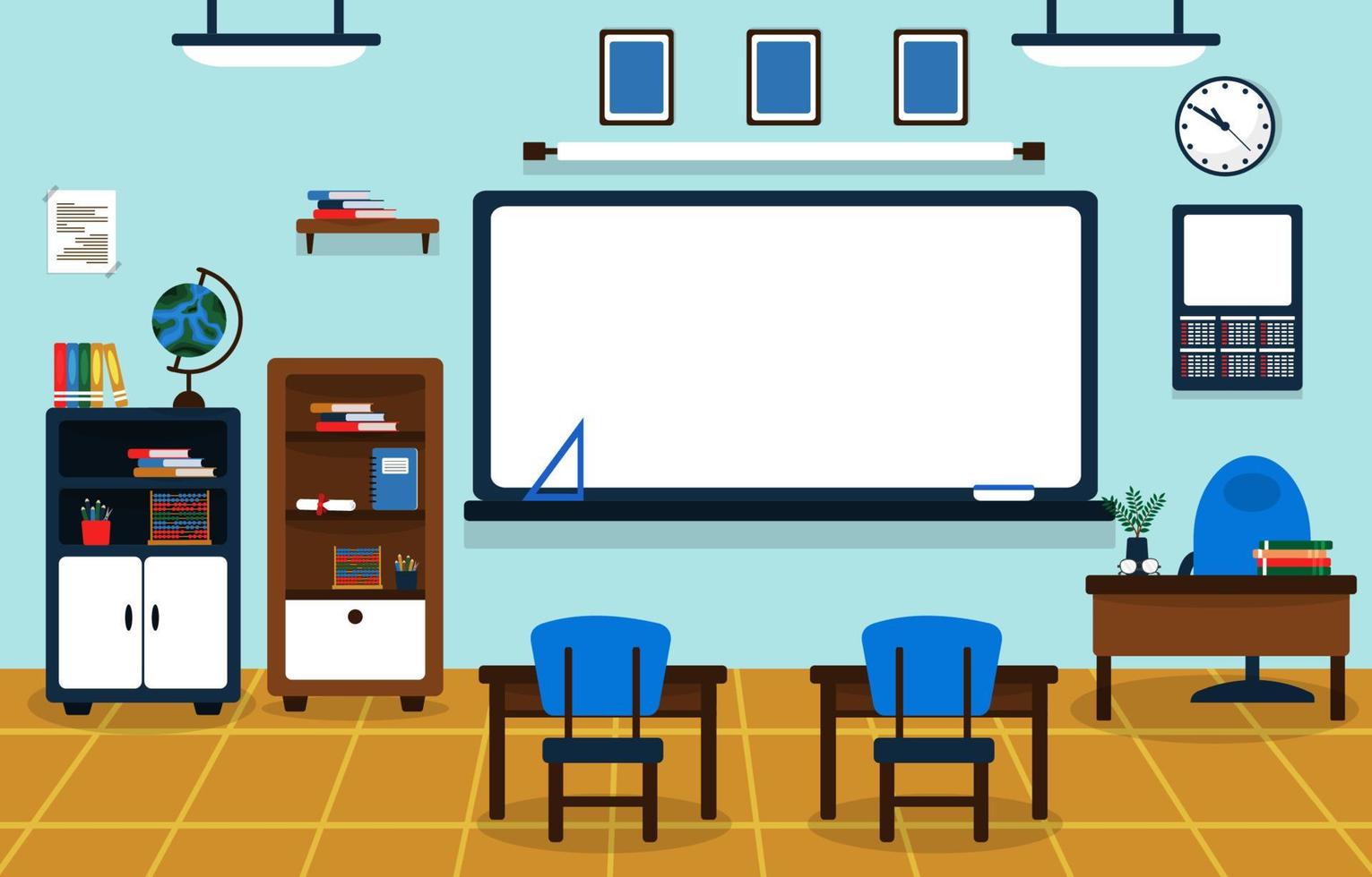 clase escuela nadie aula pizarra mesa silla educación ilustración vector