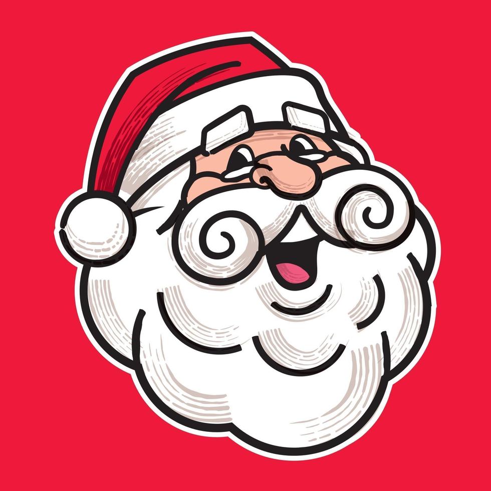 Merry Christmas. Happy Cartoon Retro Santa Claus Head character. vector