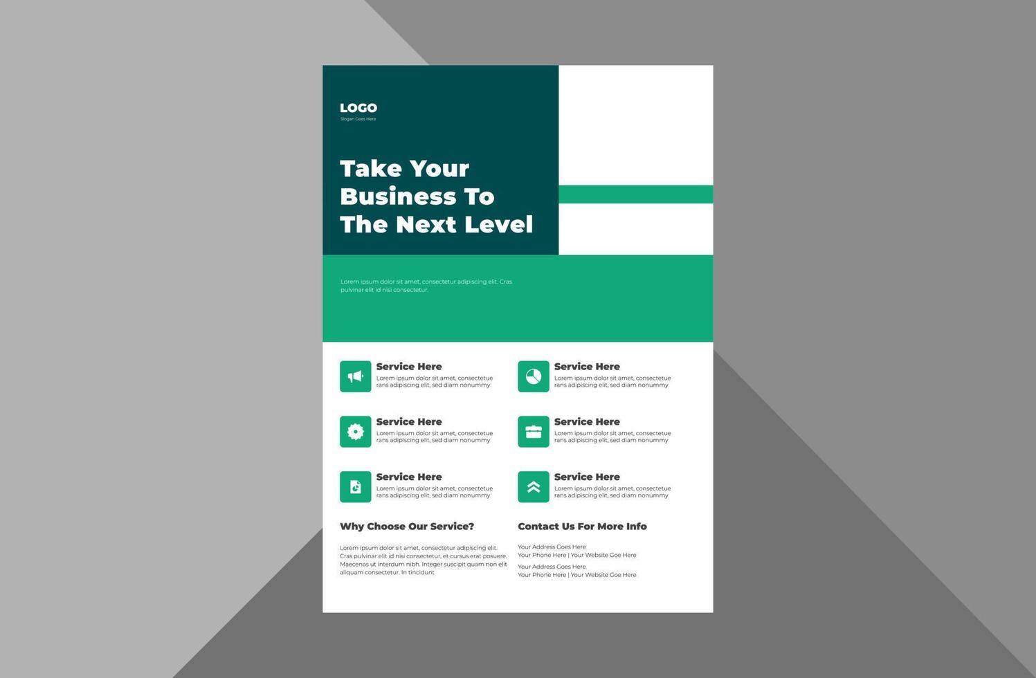 grow your business flyer design template. take your business to the next level of poster leaflet design. a4 template, brochure design, cover, flyer, poster, print-ready vector