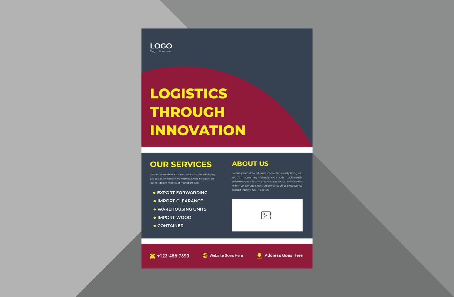 transport logistic service flyer template. shipping cargo industry poster leaflet design. transport service flyer design template. a4 template, brochure design, cover, flyer, poster, print-ready vector