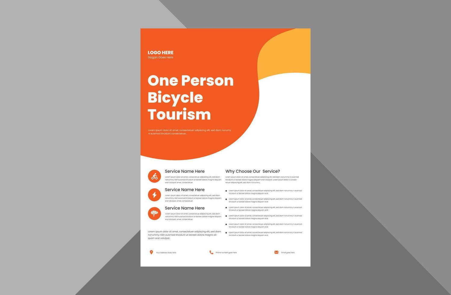 bicycle tour flyer design template. bicycle rental service poster leaflet design.  a4 template, brochure design, cover, flyer, poster, print-ready vector