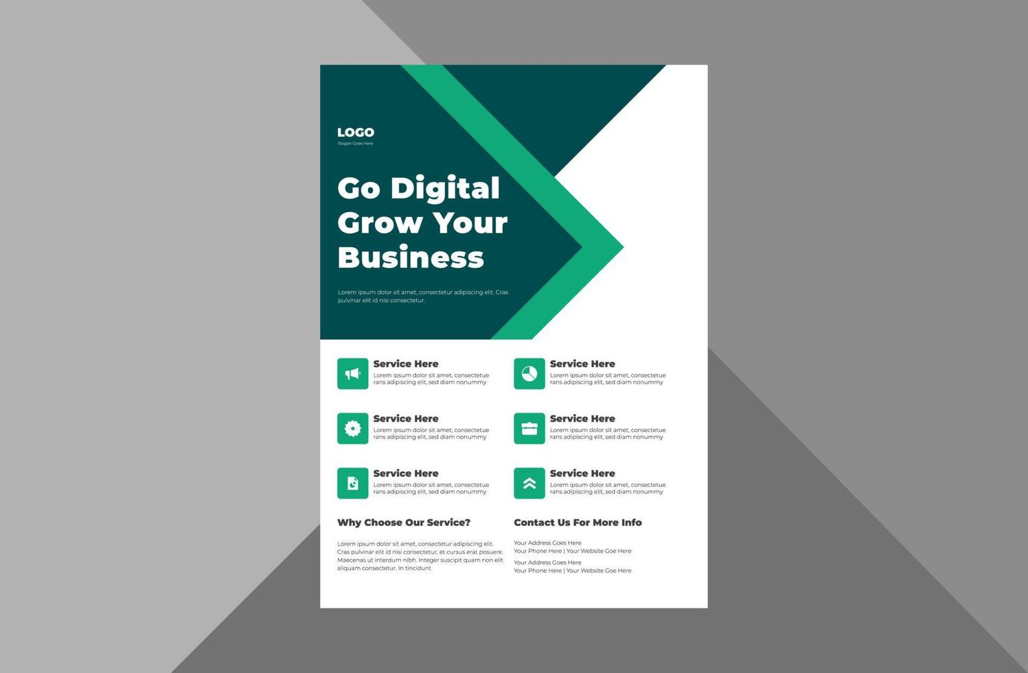 grow your business flyer design template. take your business to the next level of poster leaflet design. a4 template, brochure design, cover, flyer, poster, print-ready vector