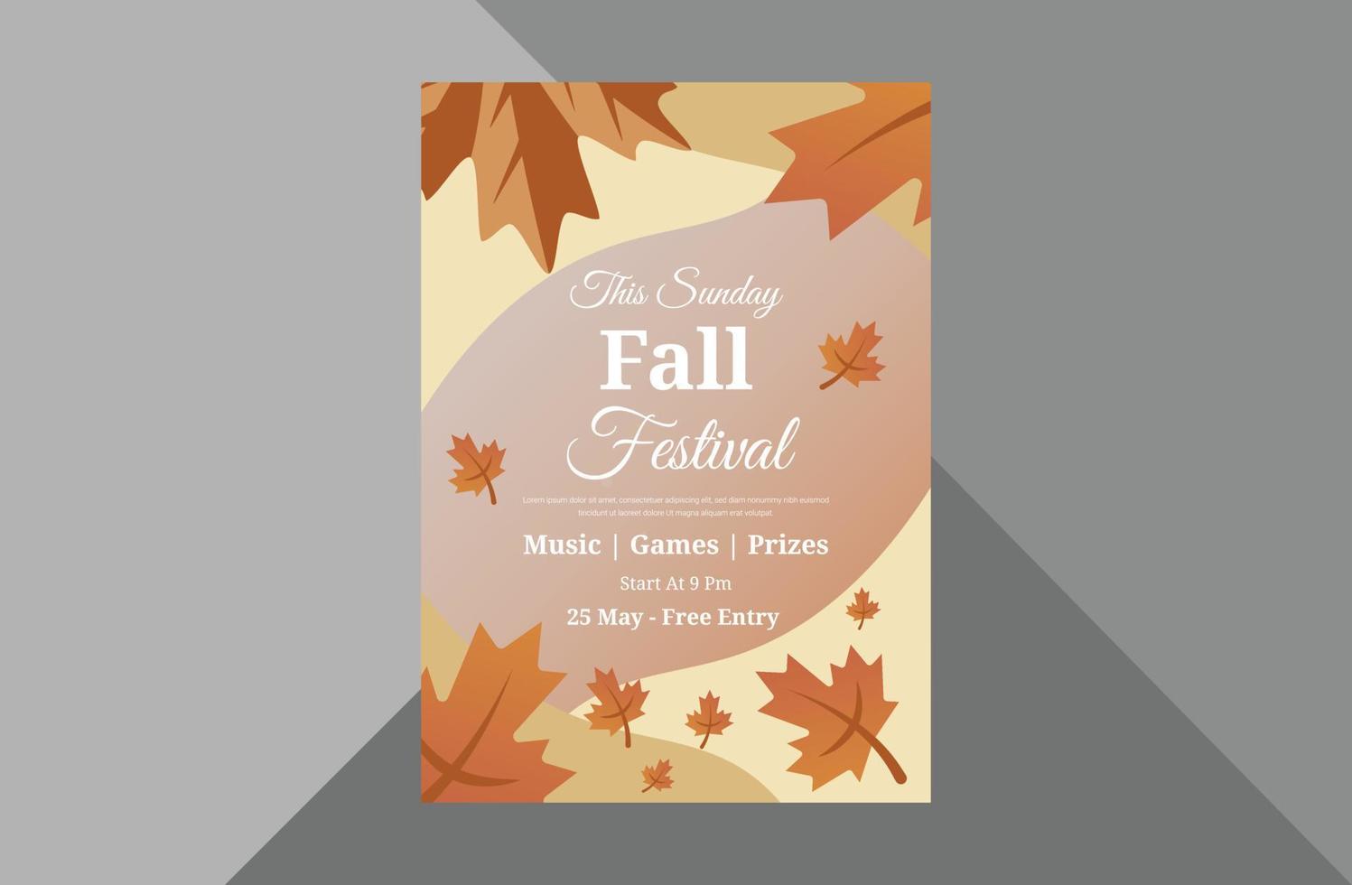 plantilla de diseño de volante de festival de otoño. plantilla de diseño de folleto de cartel de festival de otoño otoño. plantilla a4, diseño de folleto, portada, volante, póster, listo para imprimir vector