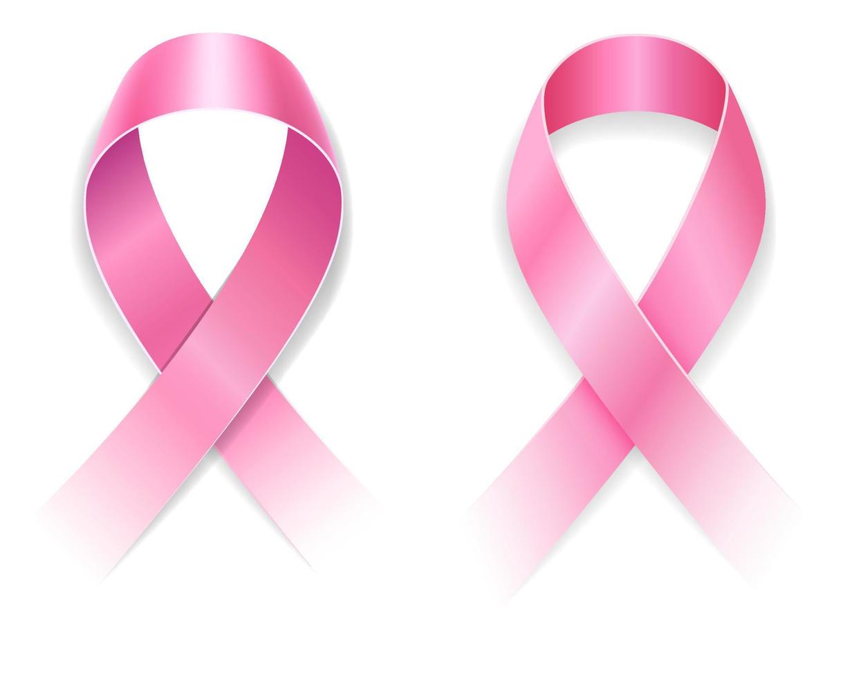Símbolo de la cinta rosada de la ilustración de vector de enfermedad de cáncer de mama aislado sobre fondo