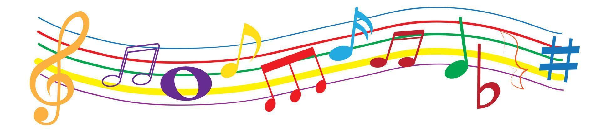 notas musicales coloridas. ilustración vectorial vector