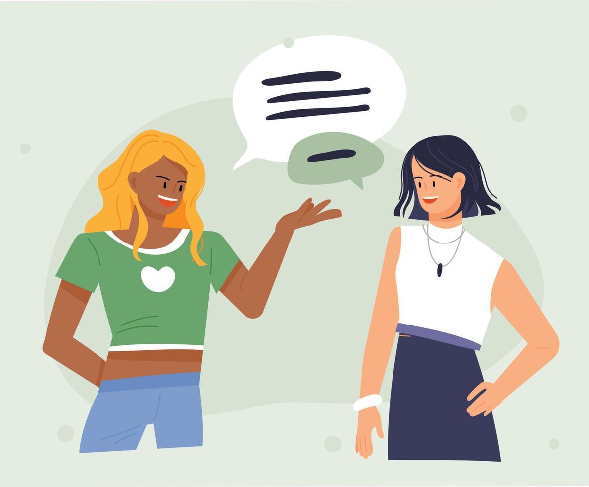 Two friends are talking. vector