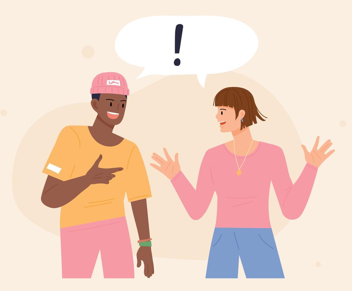 Two friends are talking. vector