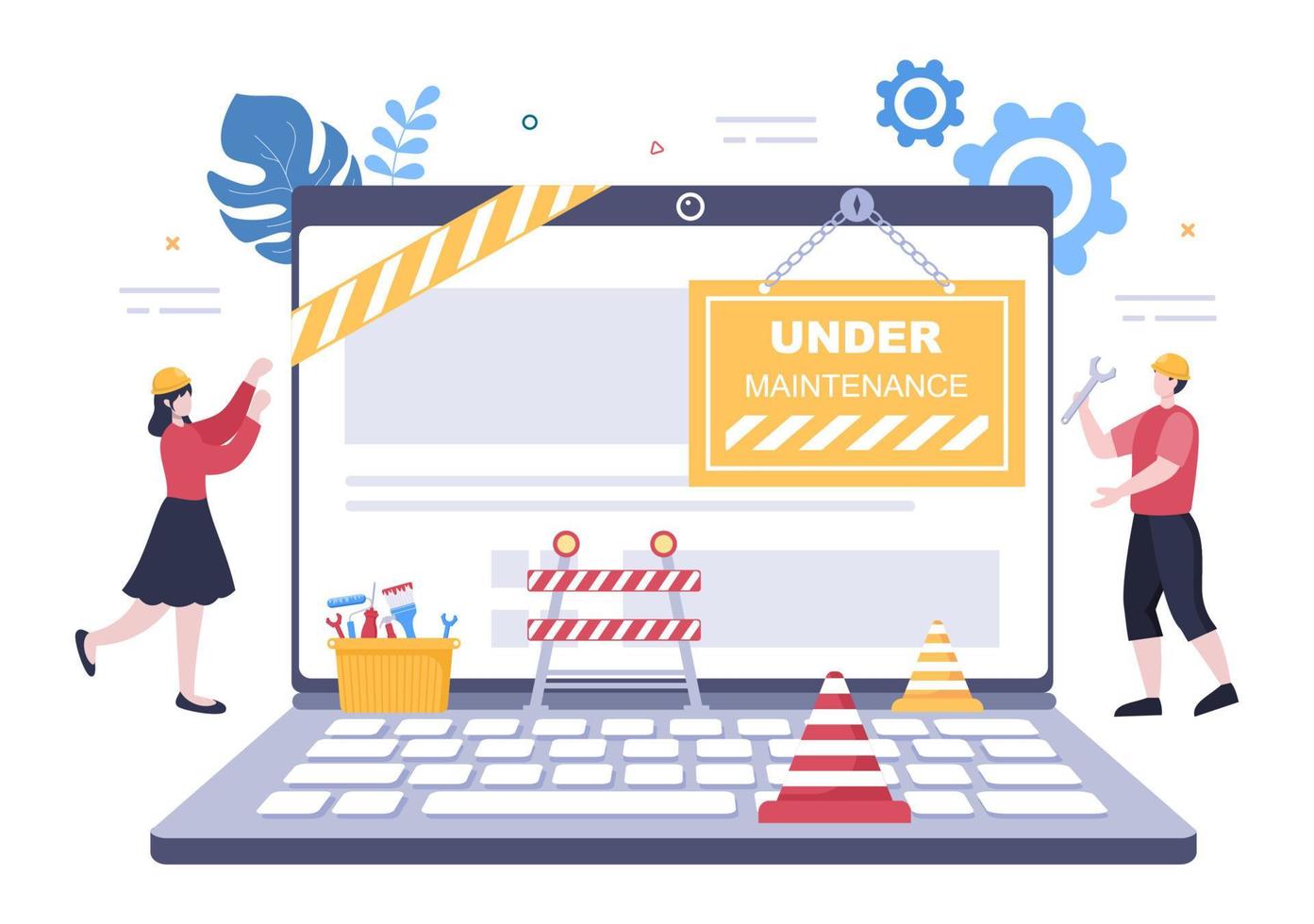 Software System Under Maintenance Vector Illustration
