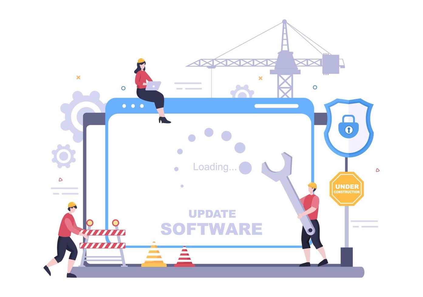 Software System Under Maintenance Vector Illustration