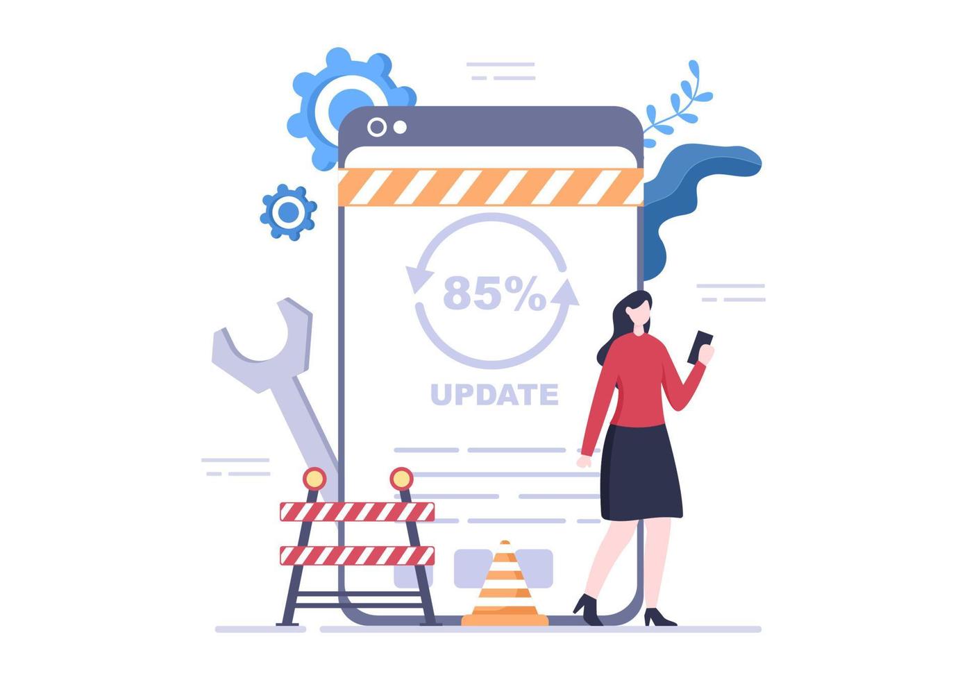 Software System Under Maintenance Vector Illustration