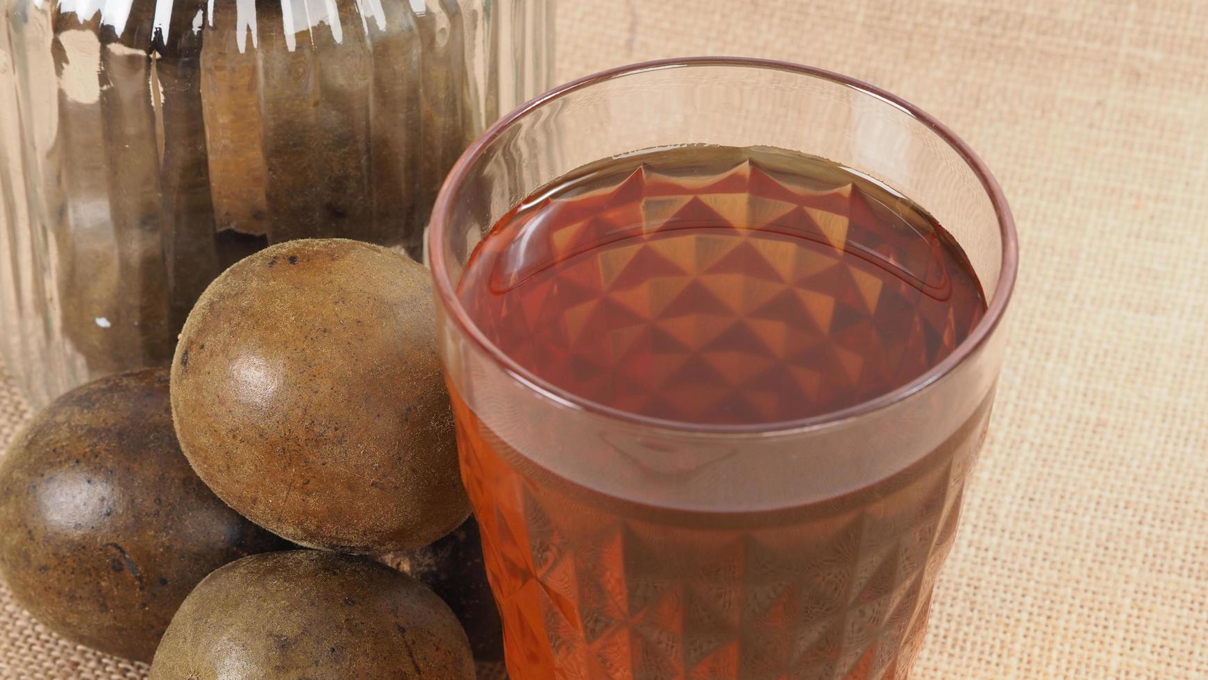 Monk fruit or Luo Han Guo. Dried fruits for healthy sweetener drink. photo