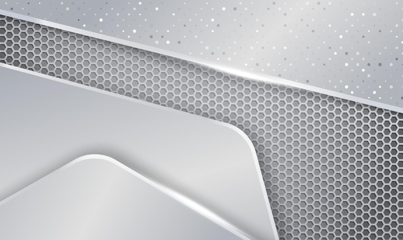 Fondo de textura de lámina de plata de capa de formas abstractas con vector de color liso brillante y plantilla de degradado de acero metálico para el concepto de diseño empresarial - vector
