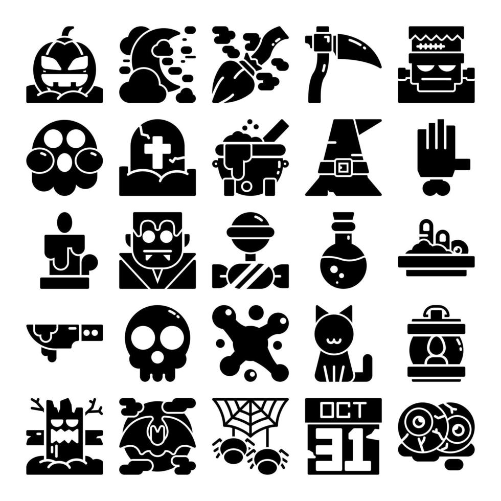 conjunto de iconos de glifo de halloween vector