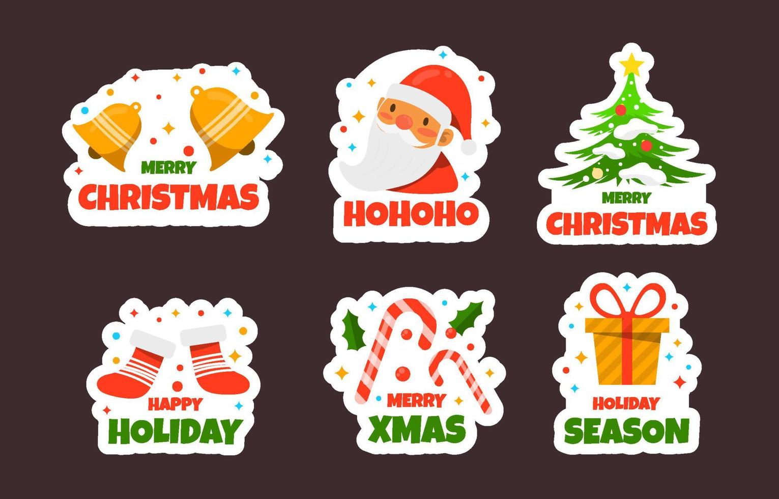 Christmas Item Set Sticker Collection vector