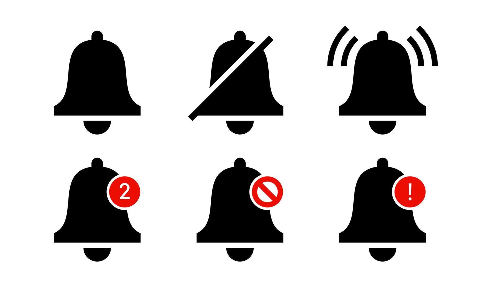 Notification bell icon set. Silhouette bell icon alert. Suitable for design element of account information app reminder. vector