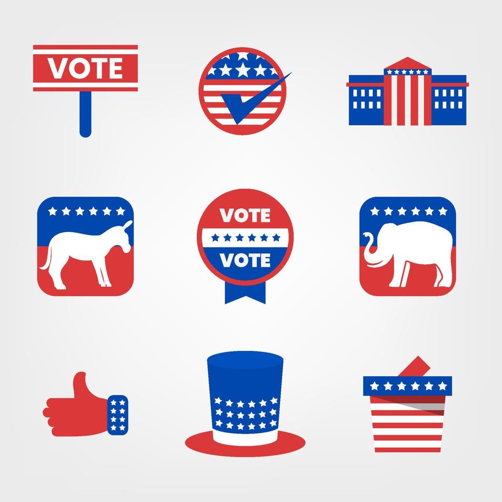 colección de iconos de elecciones de Estados Unidos vector