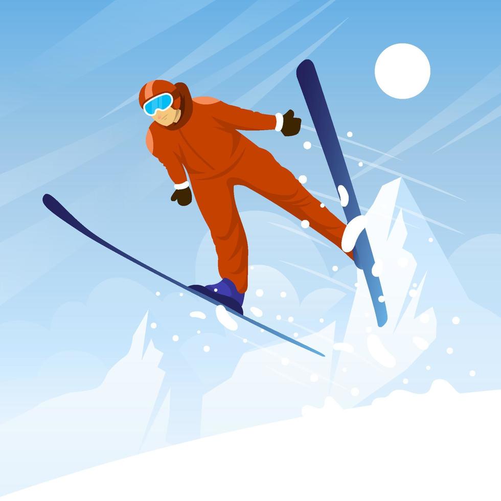 Winter Activity Sport Ski Flying vector