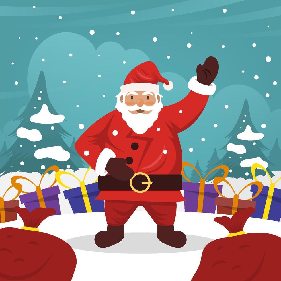 Santa Claus Prepares Christmas Gift vector