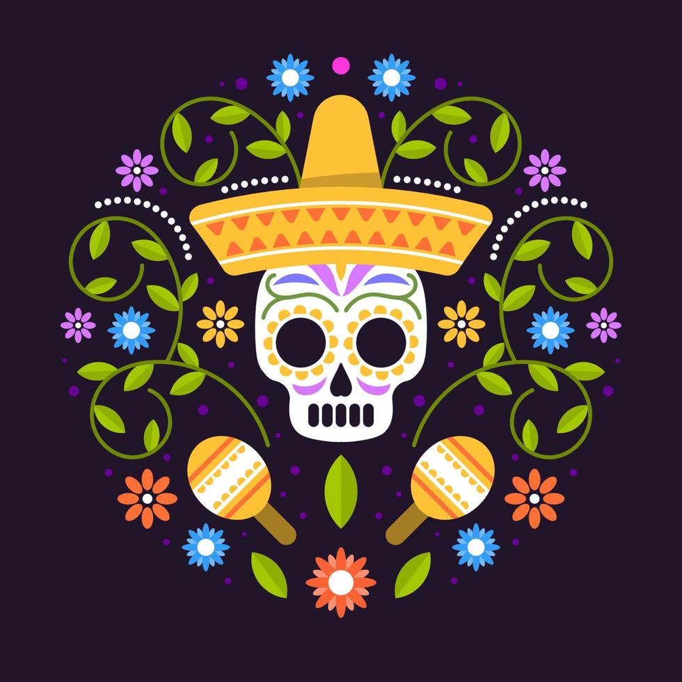 Dia De Los Muertos with Ornament Background vector