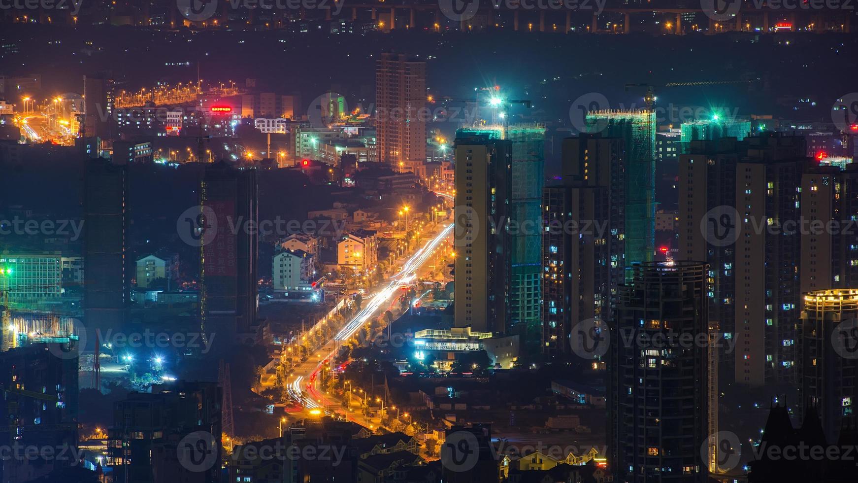 Colorful night view of the city photo