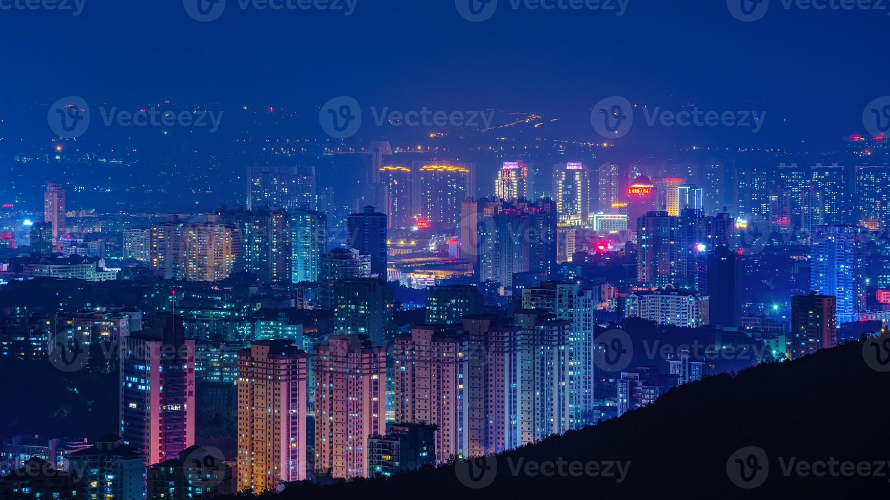 Colorful night view of the city photo