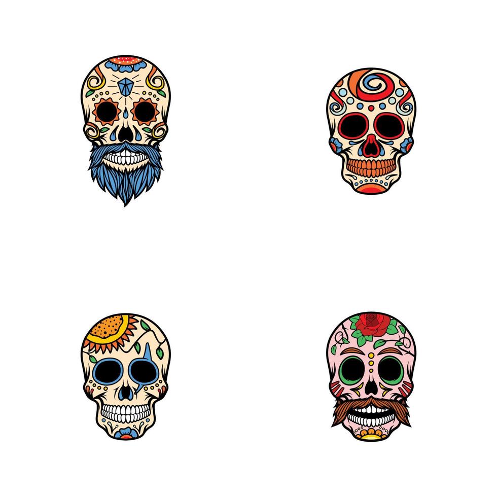 Ilustración de diseño de calavera de azúcar vector