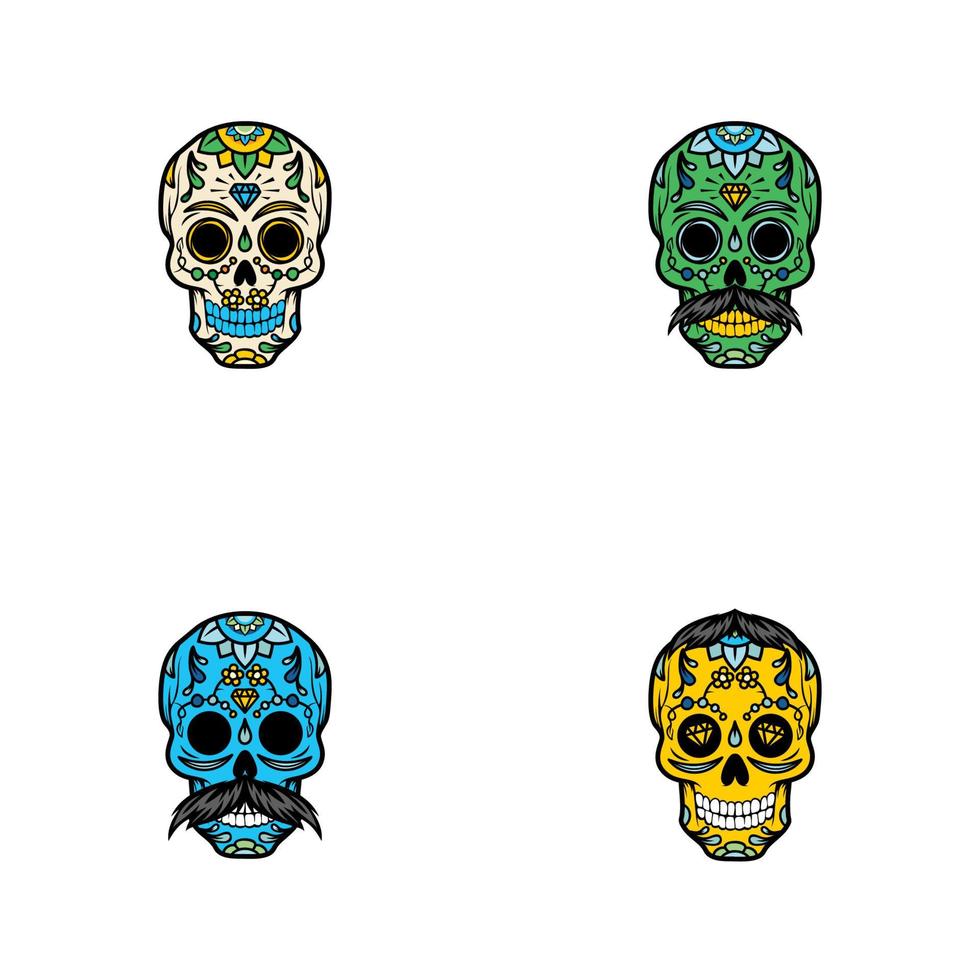 Ilustración de diseño de calavera de azúcar vector