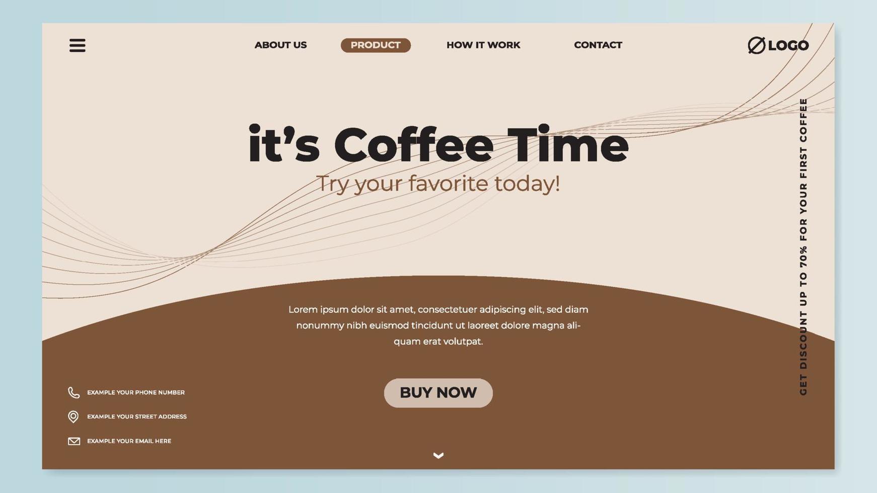 Abstract homepage design template for coffee shop vector