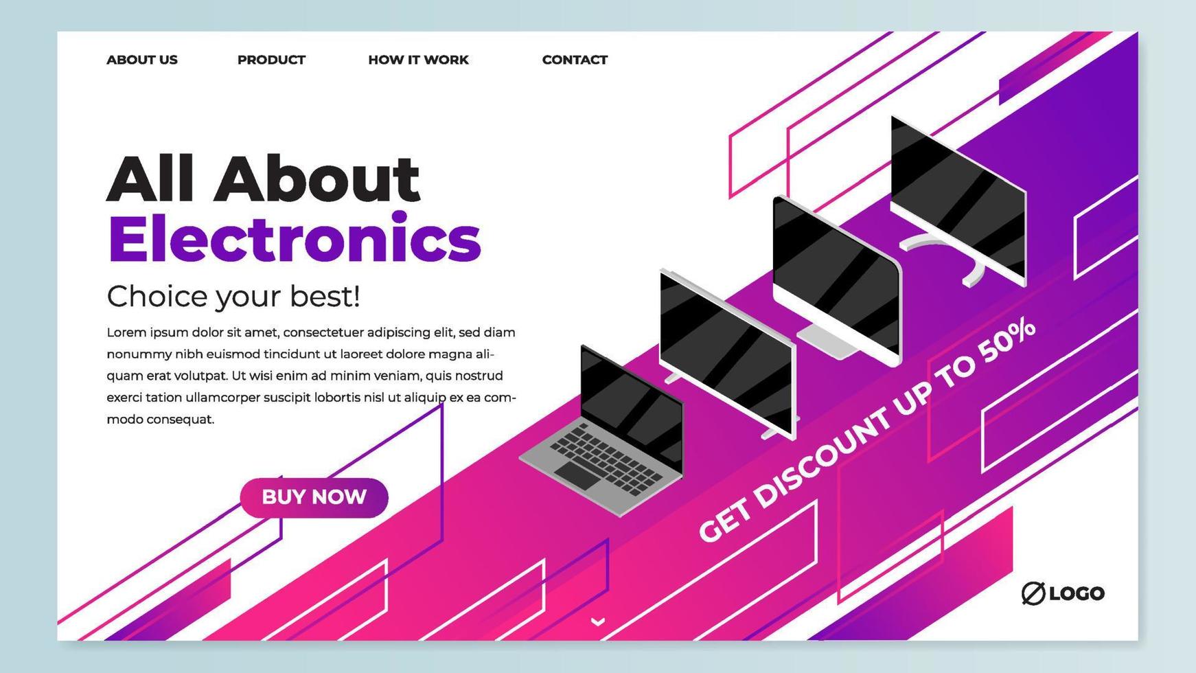 Abstract homepage design template for electronic shop vector