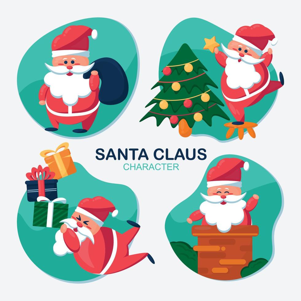 Cute Santa Character Collection vector