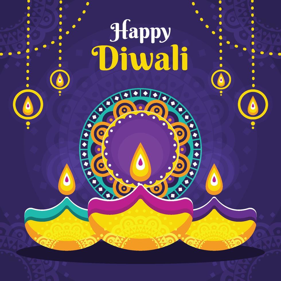 Colorful Happy Diwali Greeting vector