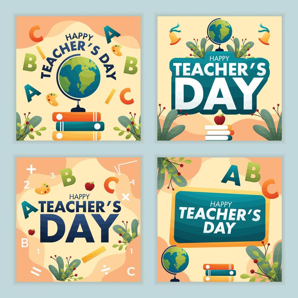Teacher's Day Social Media Post Collection vector