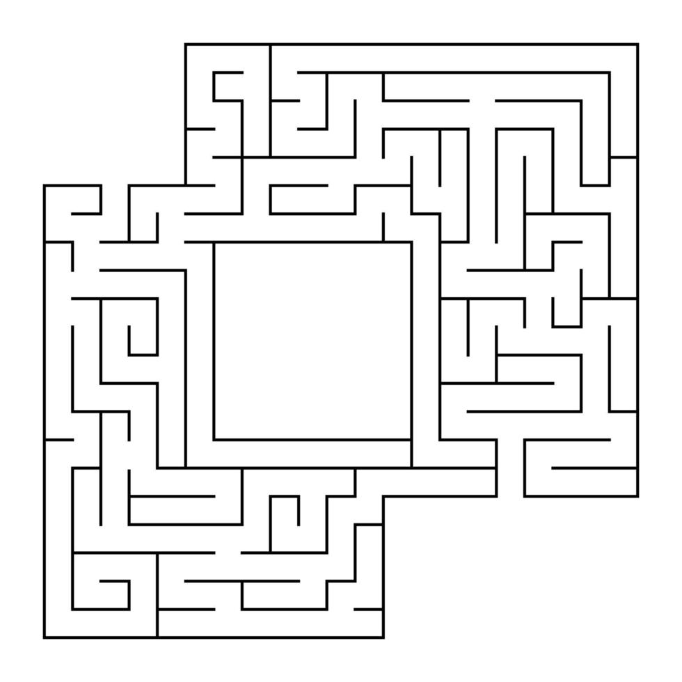 A square labyrinth with an entrance and an exit. Simple flat vector isolated illustration. With a place for your drawings