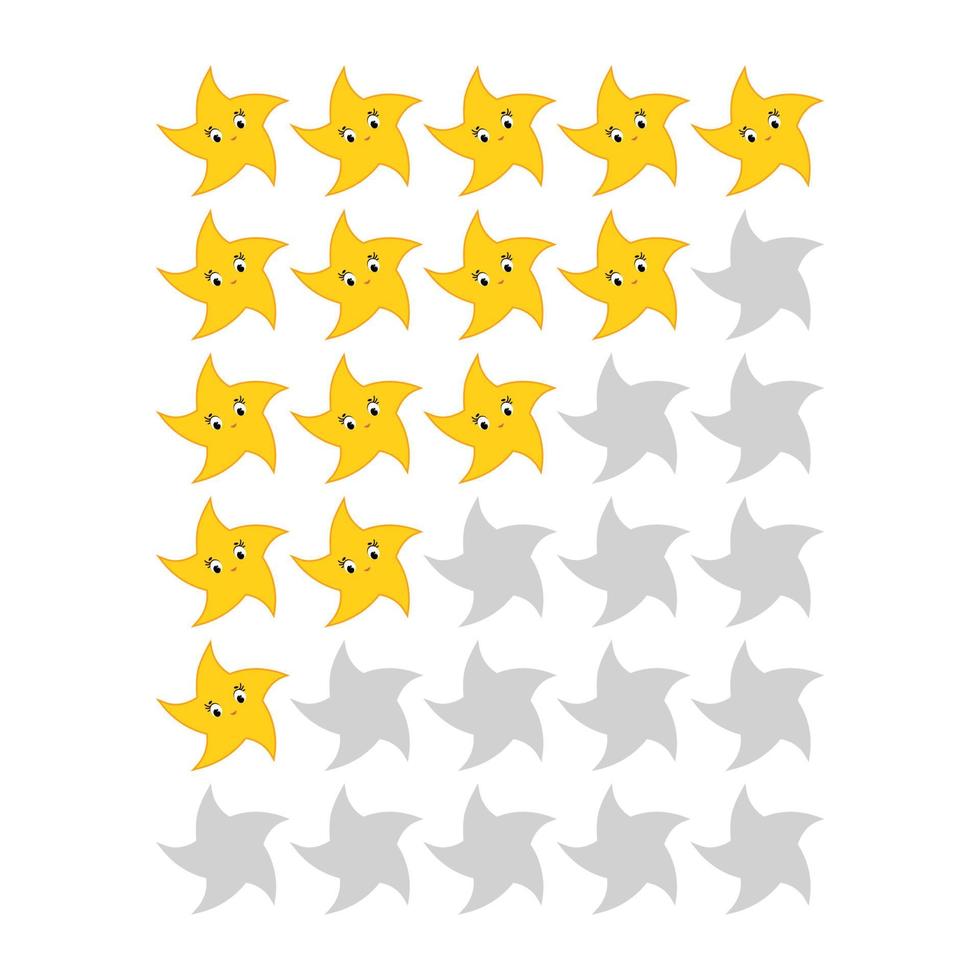 iconos de clasificación de cinco estrellas. valoración del hotel, servicio, producto, calidad. Ilustración de vector aislado plano simple.