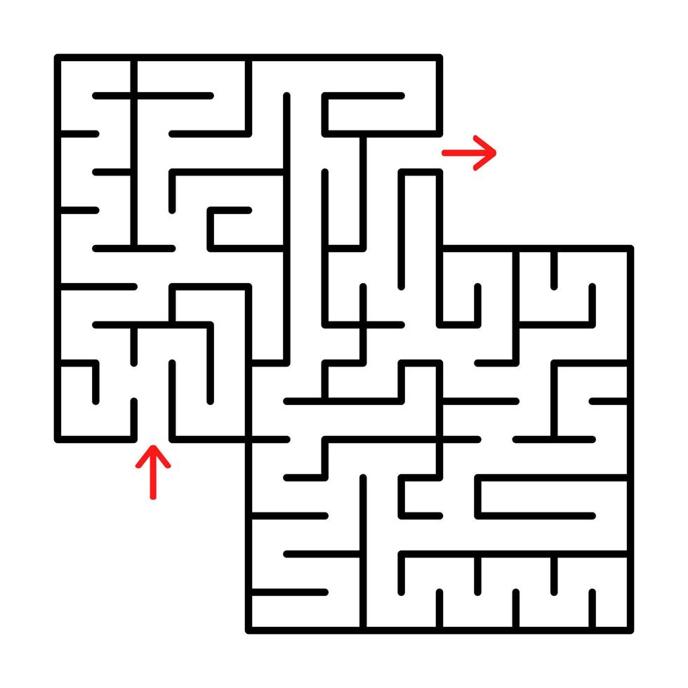 Abstract square isolated labyrinth. Black color on a white background. A useful game for young children. Simple flat vector illustration. With a place for your drawings