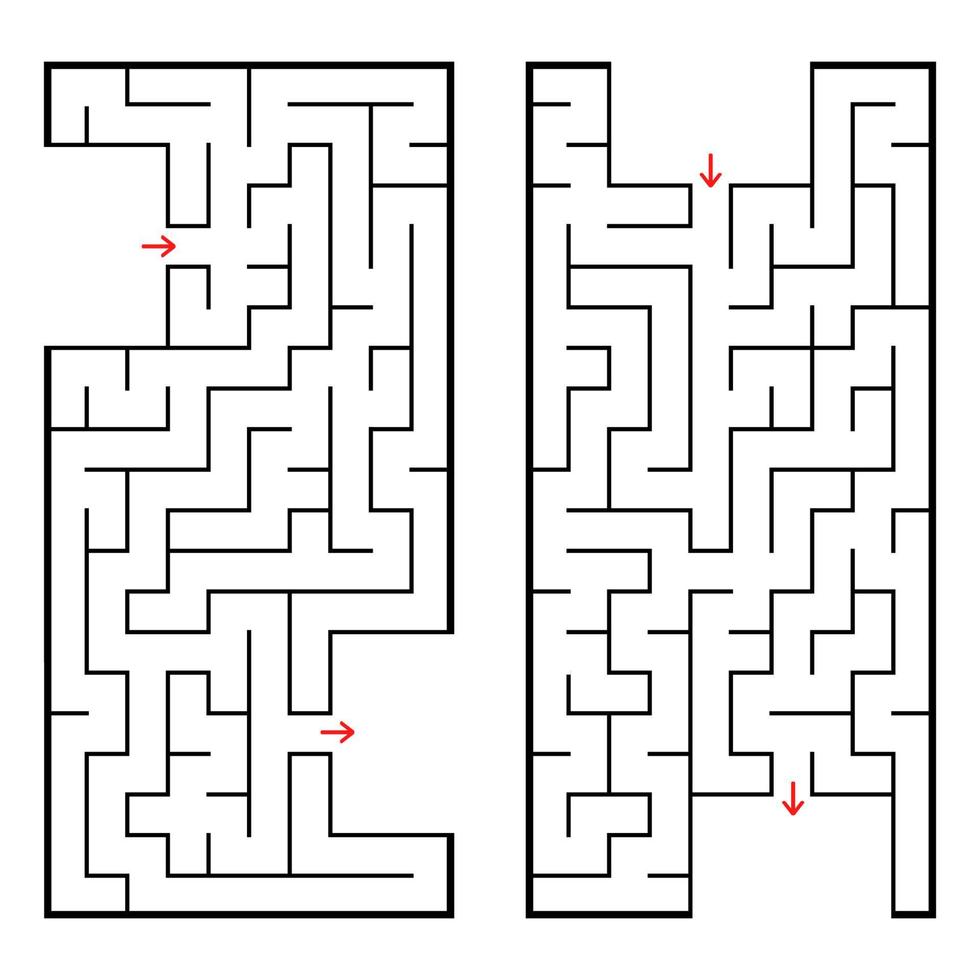 A set of two rectangular labyrinths. Simple flat vector illustration isolated on white background. With a place for your image.