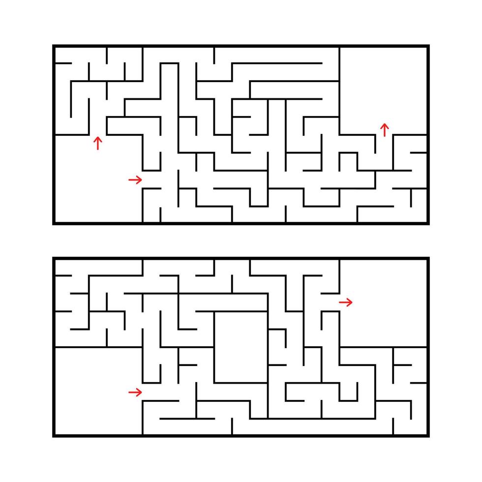 A set of two rectangular labyrinths. Simple flat vector illustration isolated on white background. With a place for your image.