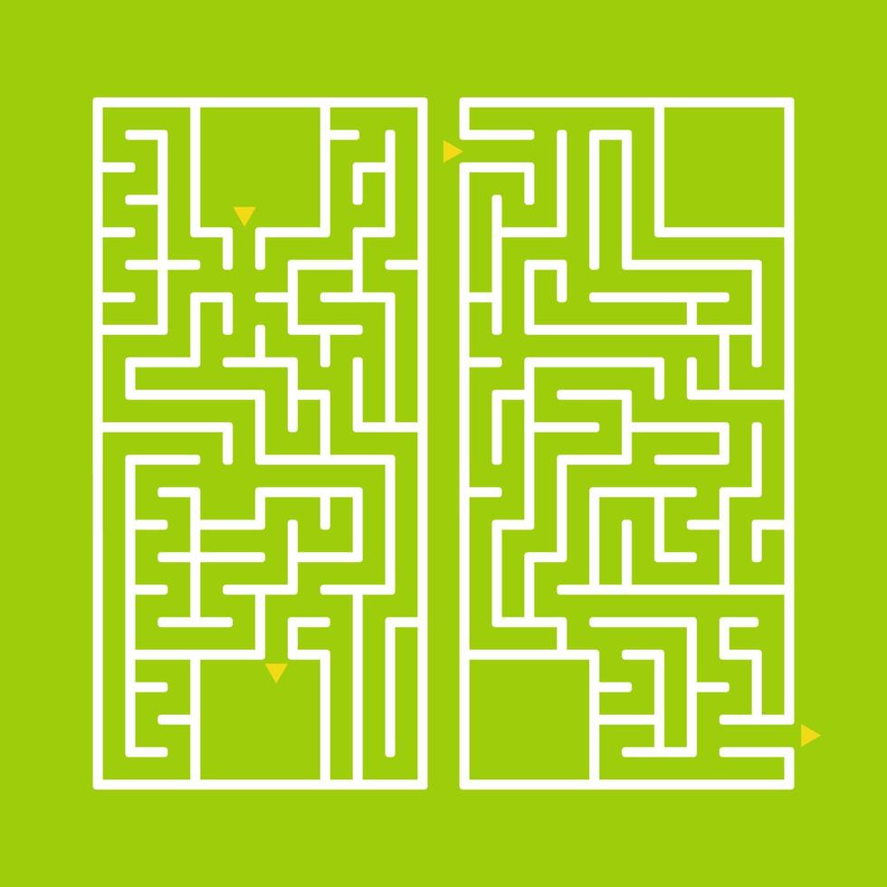 A set of two rectangular labyrinths. A simple flat vector illustration isolated on a green background. Developmental game for children.