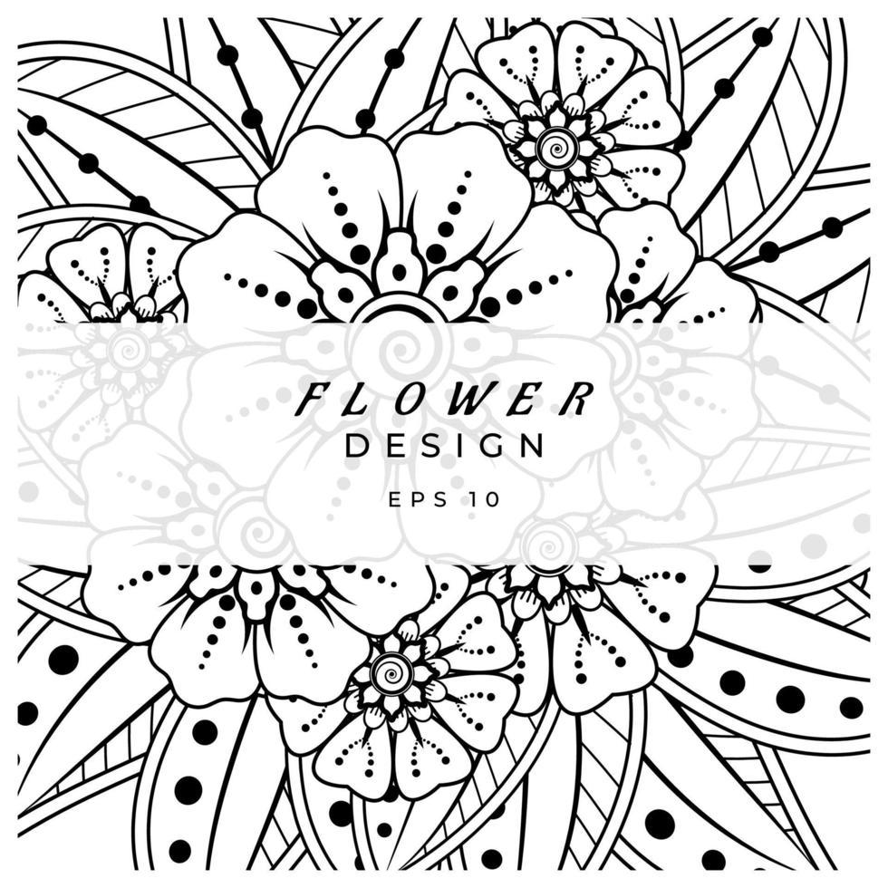 mehndi flower decorative ornament in ethnic oriental style, doodle ornament, outline hand draw. coloring book page. vector