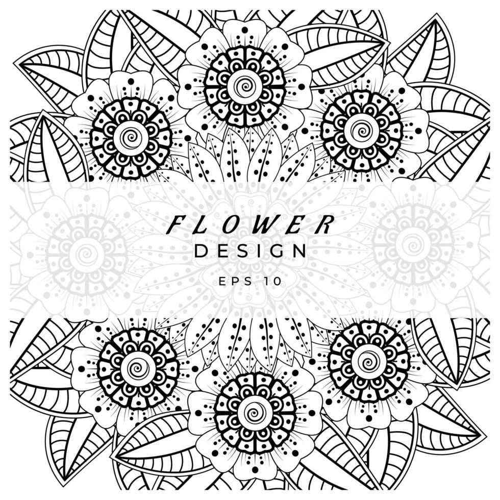 mehndi flower decorative ornament in ethnic oriental style, doodle ornament, outline hand draw. coloring book page. vector