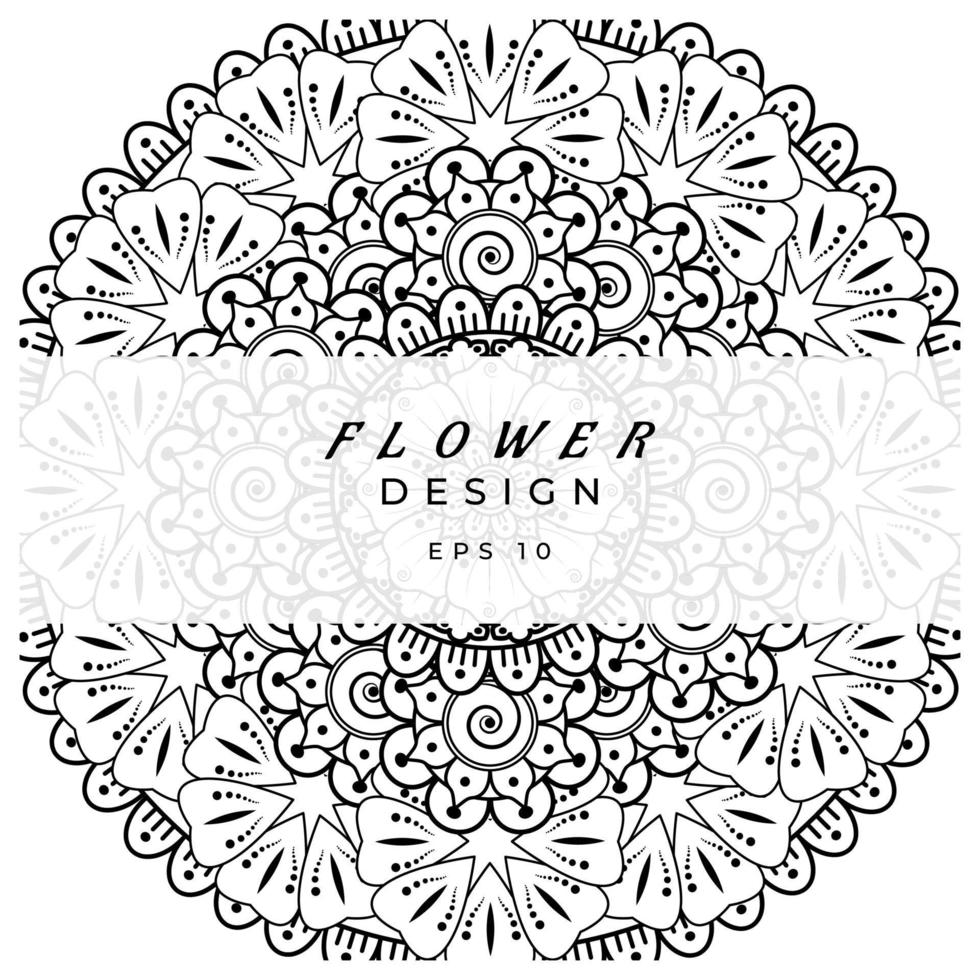 mehndi flower decorative ornament in ethnic oriental style, doodle ornament, outline hand draw. coloring book page. vector