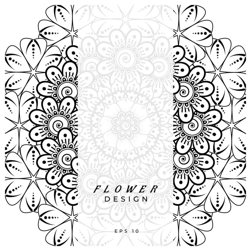 mehndi flower decorative ornament in ethnic oriental style, doodle ornament, outline hand draw. coloring book page. vector