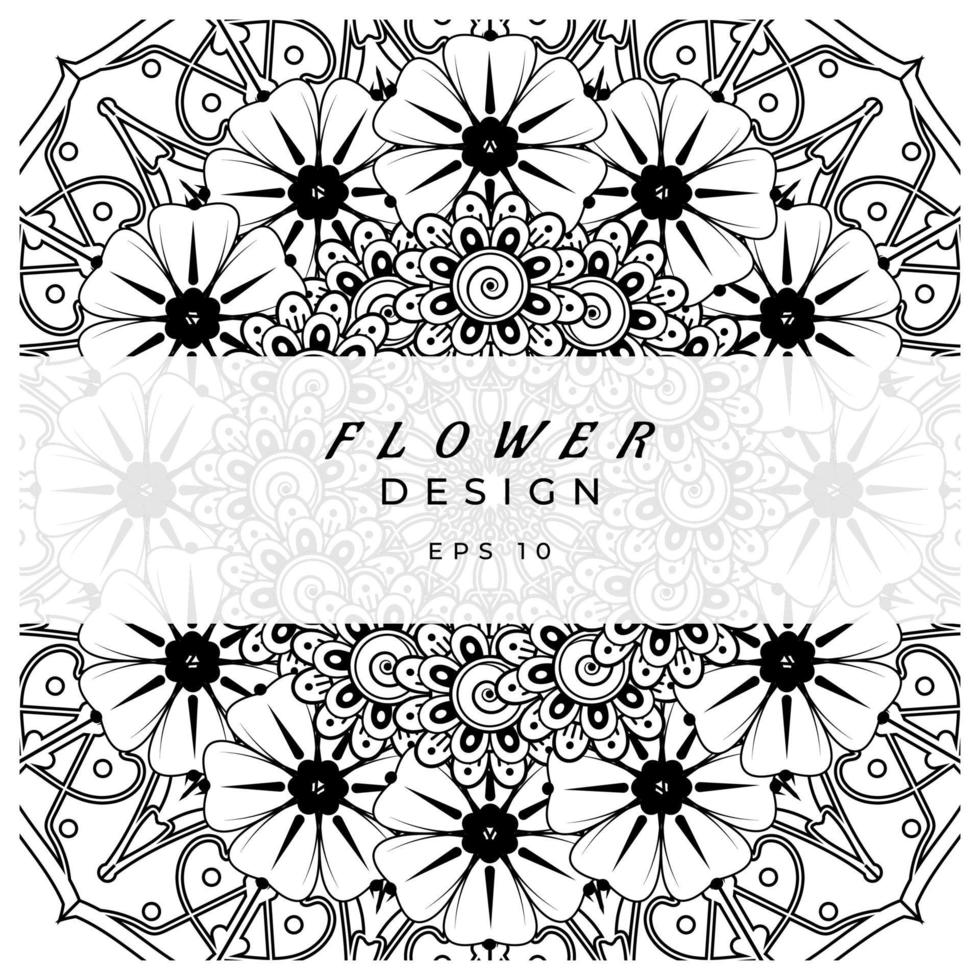 adorno decorativo de flores mehndi en estilo étnico oriental, adorno de doodle, dibujo a mano de contorno. página de libro para colorear. vector