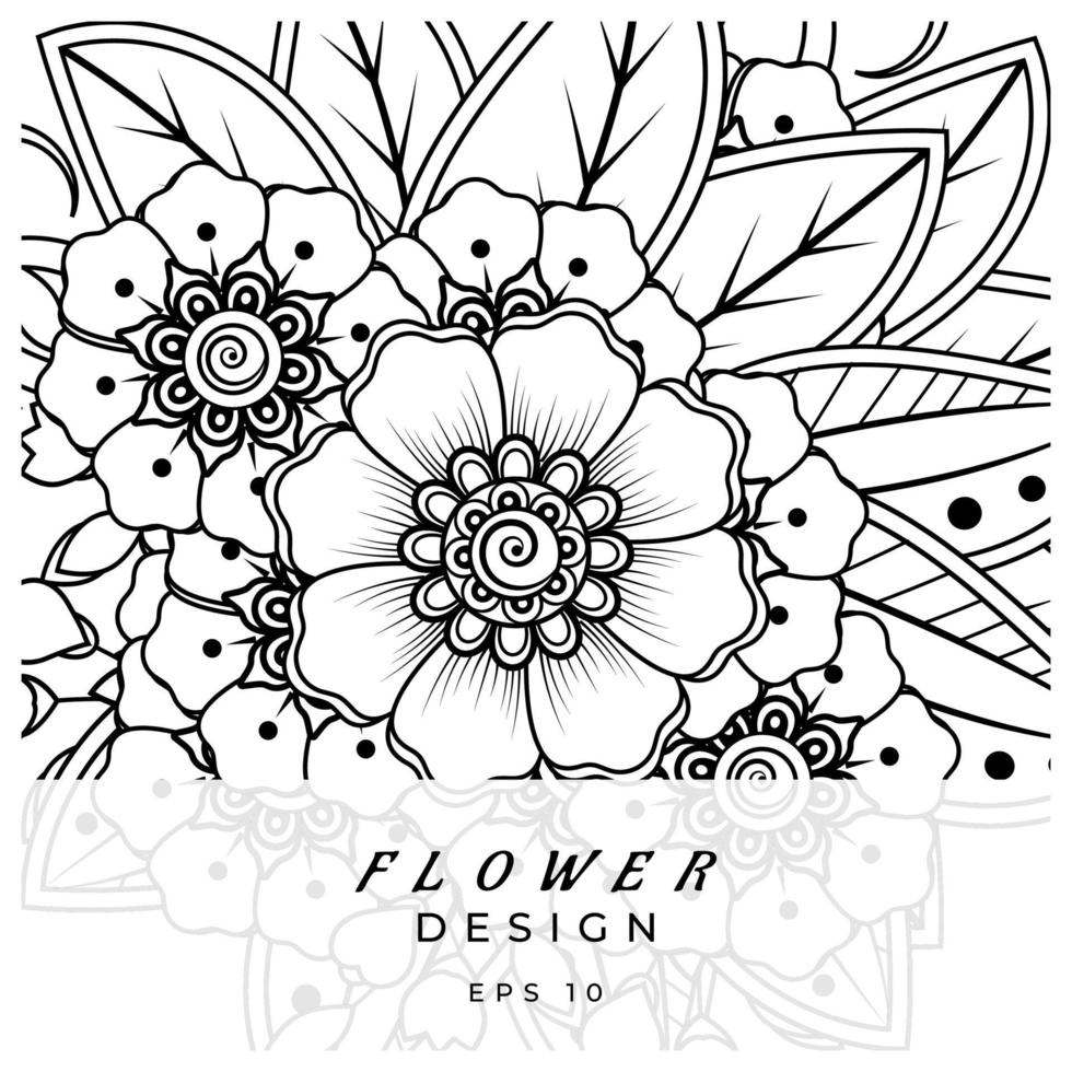 mehndi flower decorative ornament in ethnic oriental style, doodle ornament, outline hand draw. coloring book page. vector