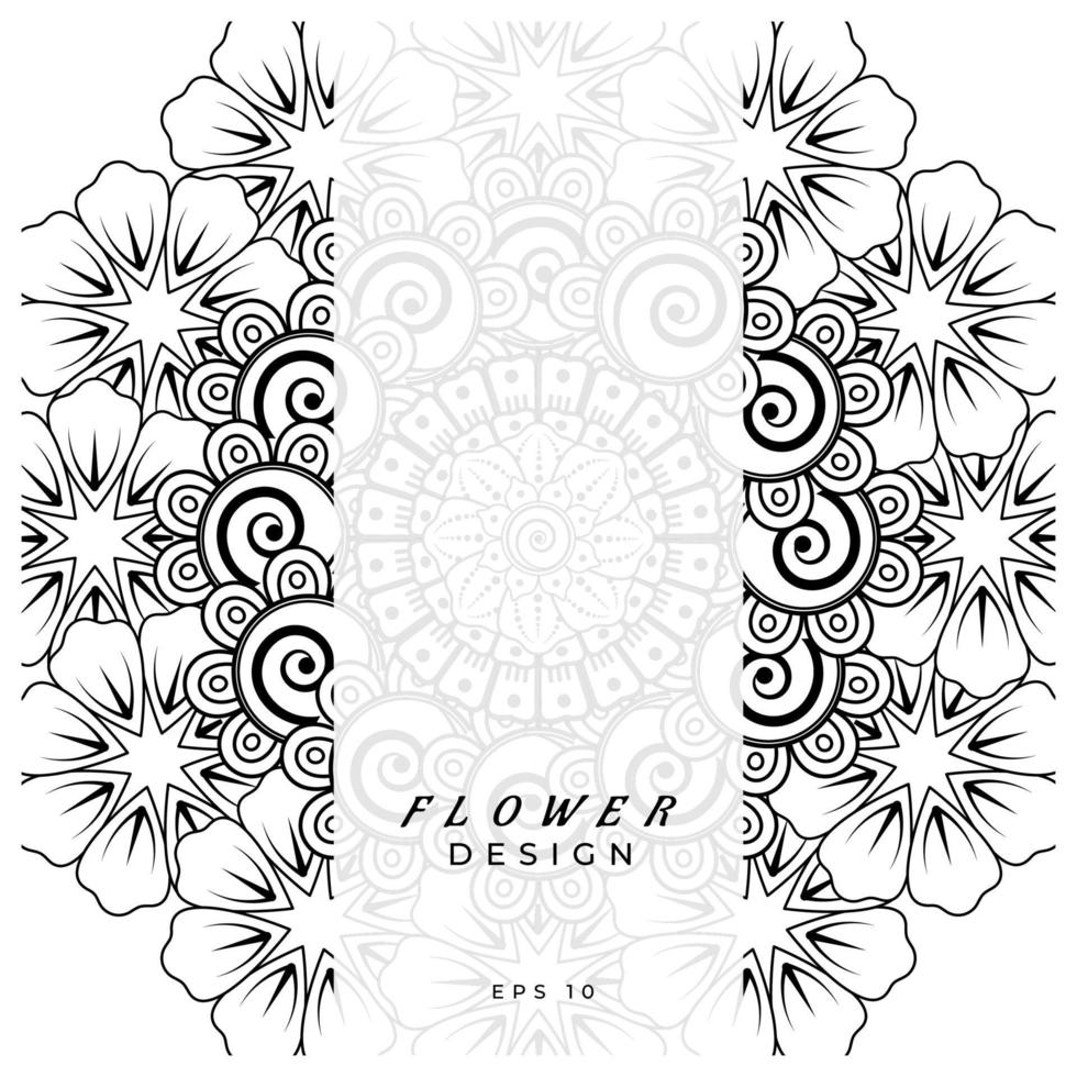 mehndi flower decorative ornament in ethnic oriental style, doodle ornament, outline hand draw. coloring book page. vector